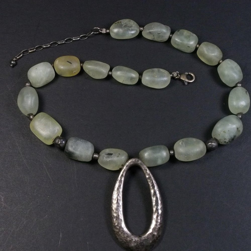 Ladies SILPADA Prehnite nugget and Sterling Pendant Necklace 925 Silver